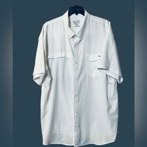 Huk Fishing Mens Size 3X White Short Sleeve Vented Button Down Shirt